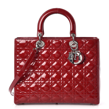 Christian Dior Patent Cannage Large Lady Dior Red 1 of 8