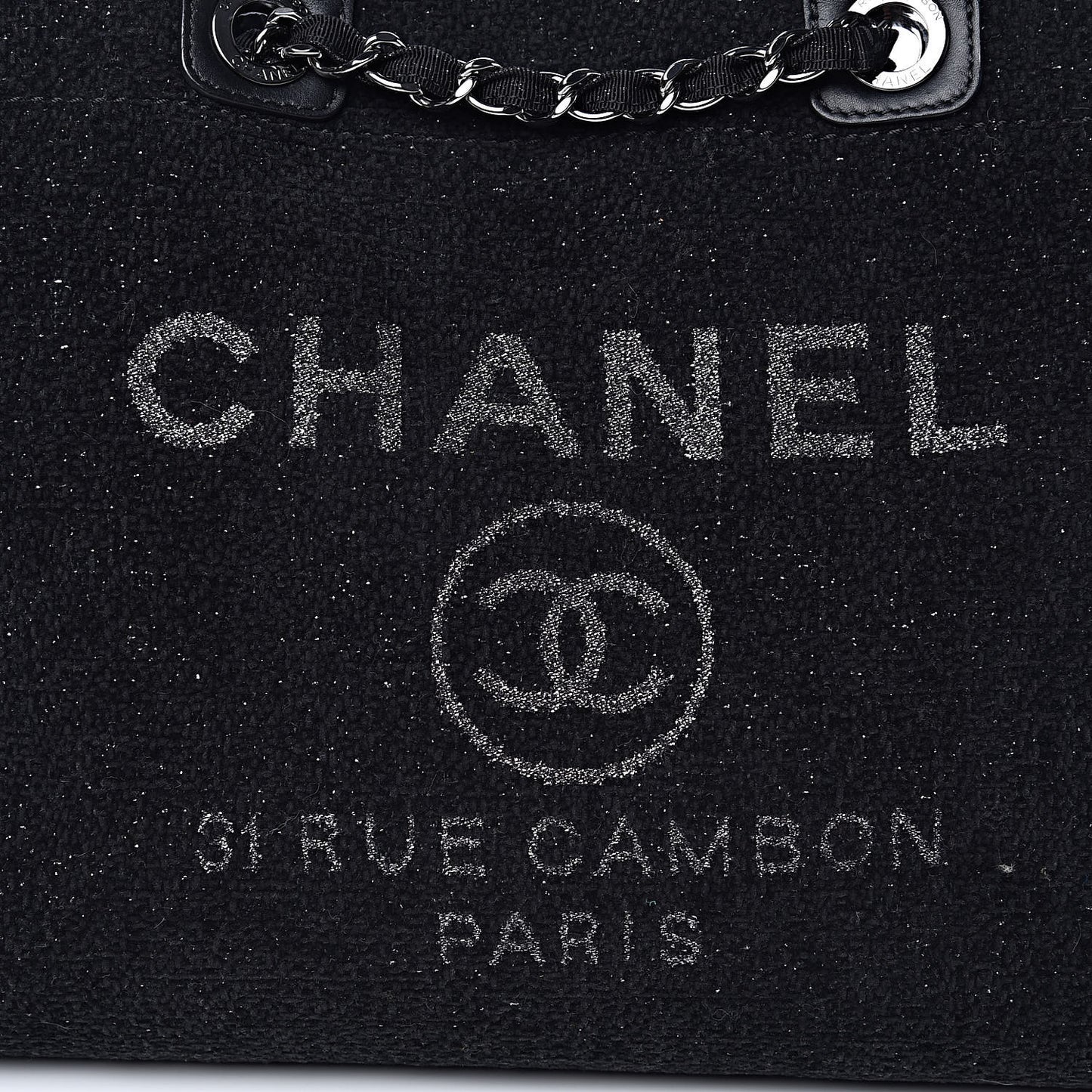 Lurex Boucle Medium Deauville Tote Black