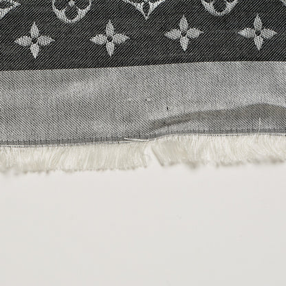 Louis Vuitton Silk Wool Monogram Denim Shawl Black 8 of 10