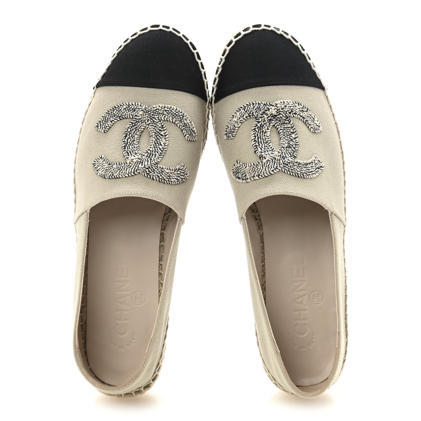 Canvas Grosgrain CC Espadrilles 39 Light Green Black