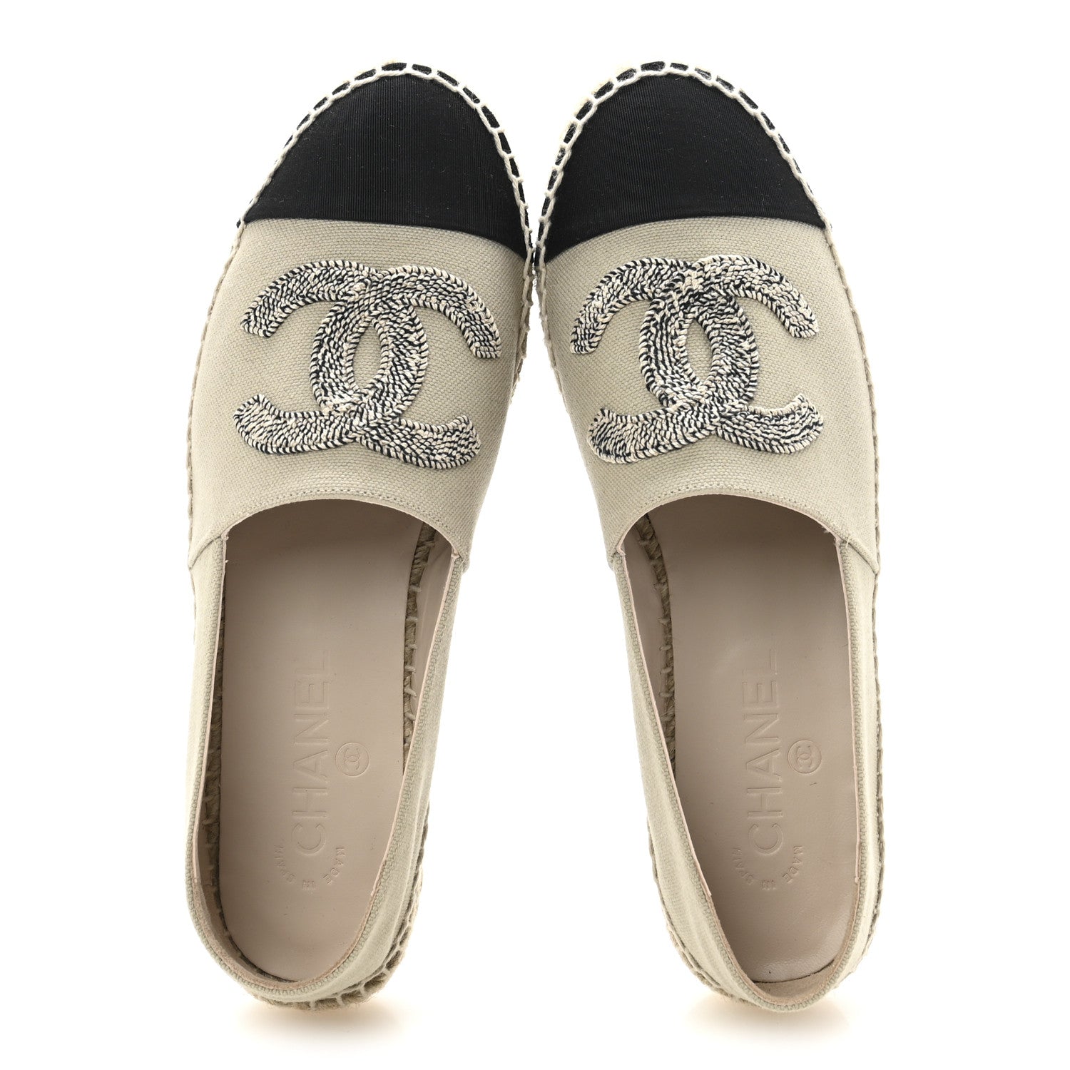 Chanel Canvas Grosgrain CC Espadrilles 39 Light Green Black 2 of 10