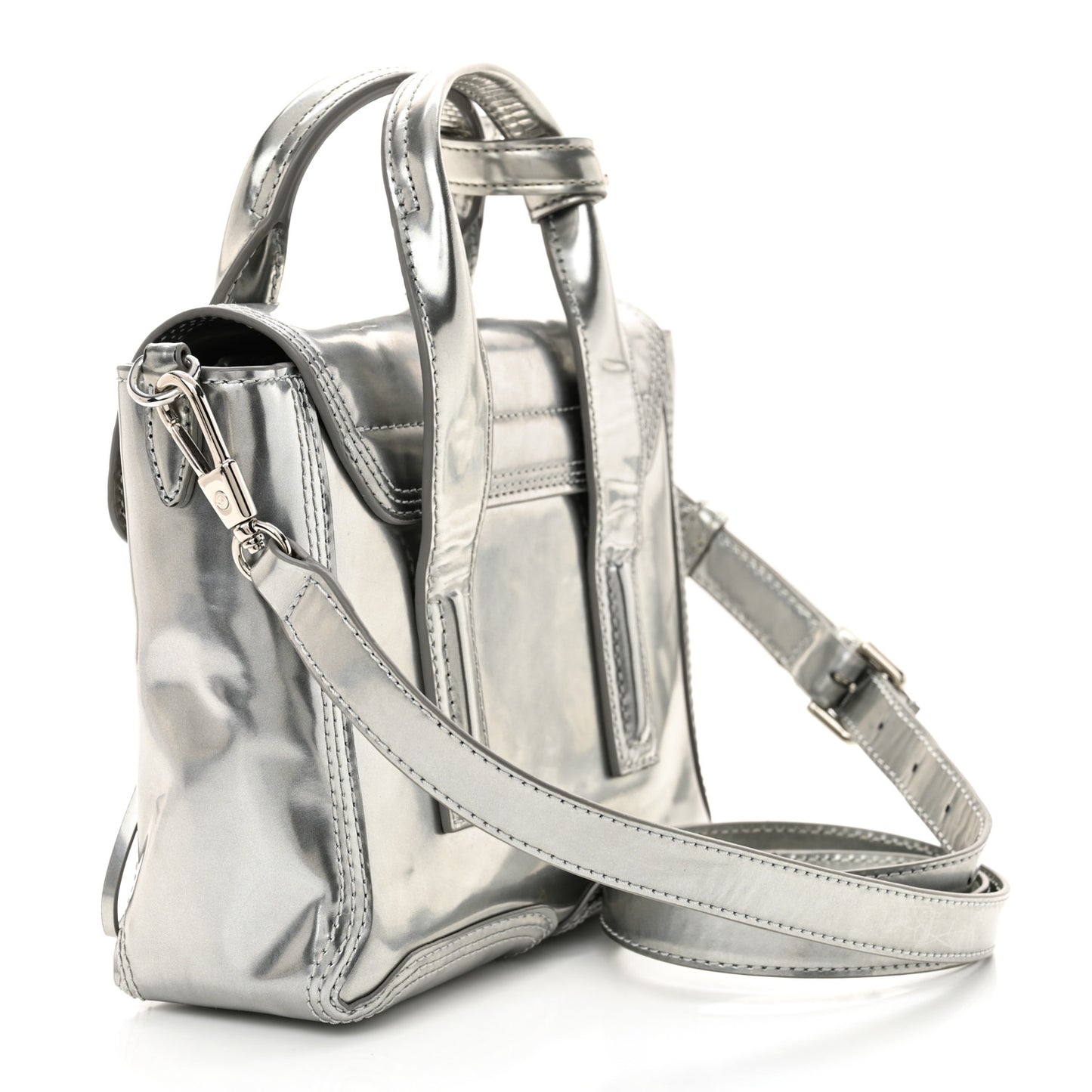 Metallic Calfskin Mini Pashli Satchel Metallic Tin
