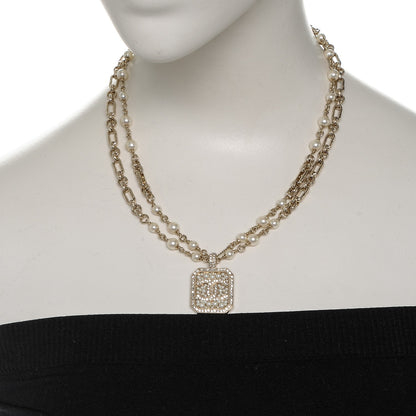 Chanel Crystal Pearl CC Necklace Gold 2 of 4
