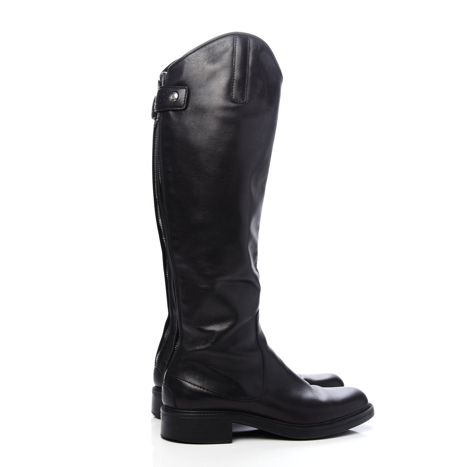 Gucci Calfskin Maud Knee High Riding Boots 38 Black 5 of 9