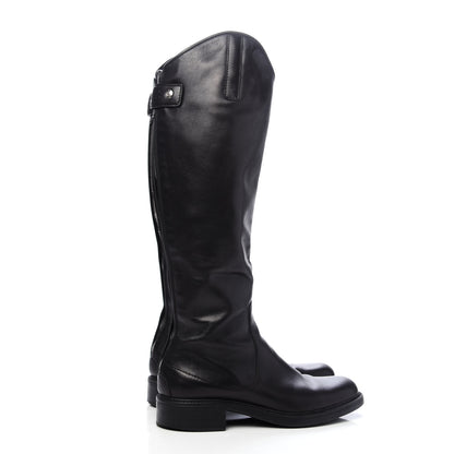 Gucci Calfskin Maud Knee High Riding Boots 38 Black 5 of 9