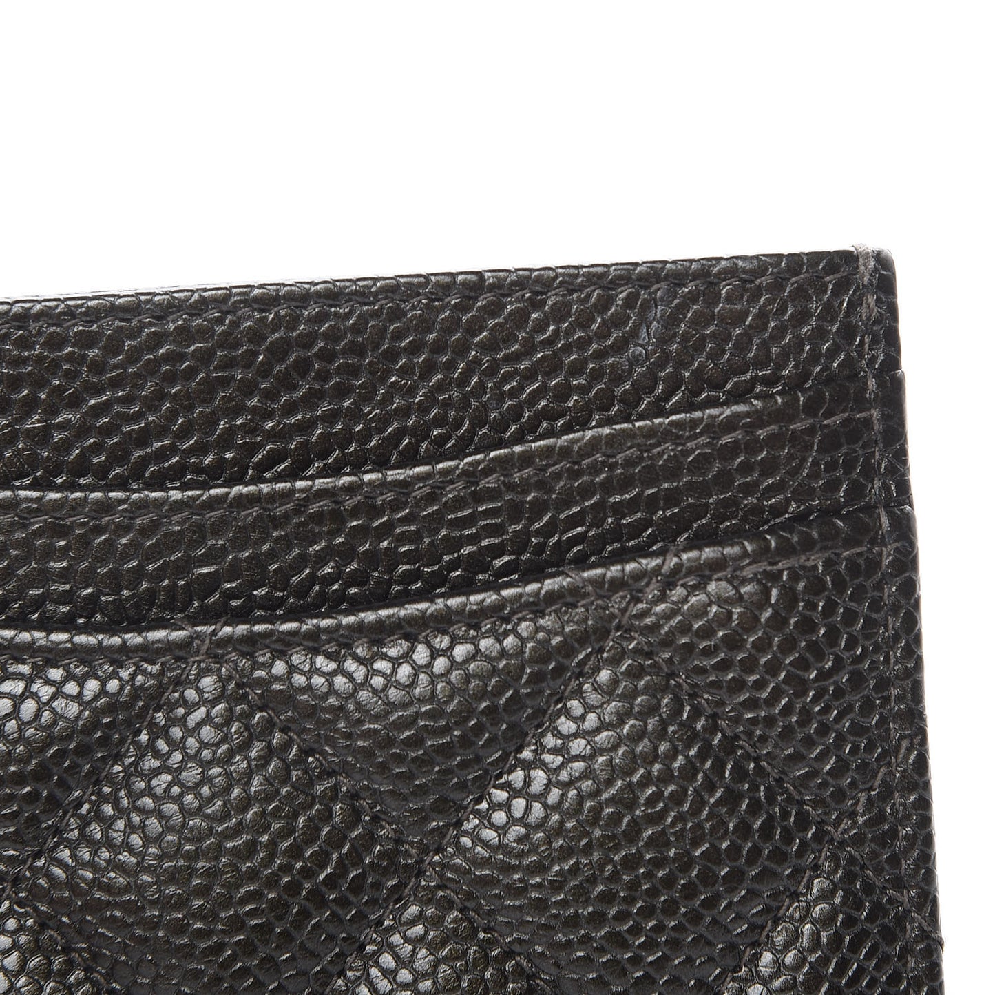 Caviar Quilted Card Holder Dark Charcoal