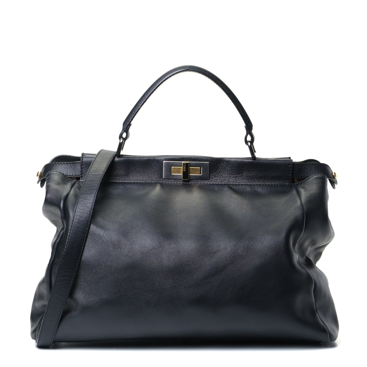 Calfskin Calf Hair Leopard Print Large Peekaboo Iconic Satchel Black