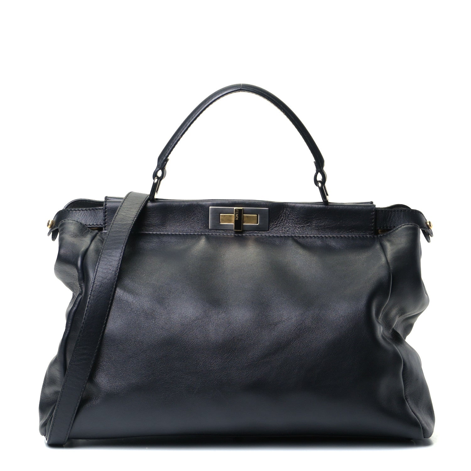 Fendi Calfskin Calf Hair Leopard Print Large Peekaboo Iconic Satchel Black 1 of 5