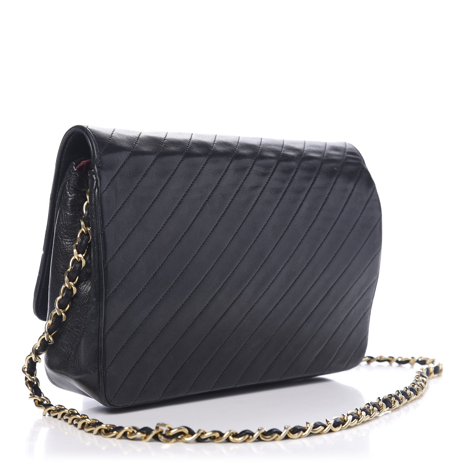 Chanel Lambskin Diagonal Quilted Small Single Flap Black 3 of 10