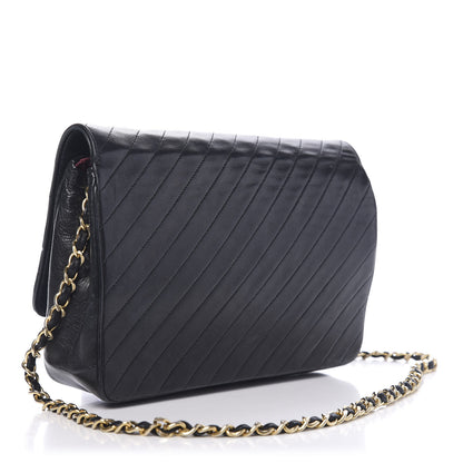 Chanel Lambskin Diagonal Quilted Small Single Flap Black 3 of 10