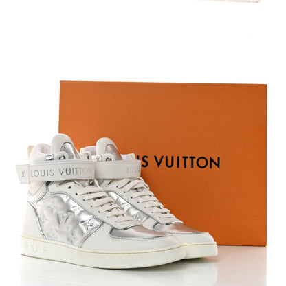 Louis Vuitton Metallic Calfskin Embossed Monogram Boombox Sneakers 36.5 White Silver 10 of 10
