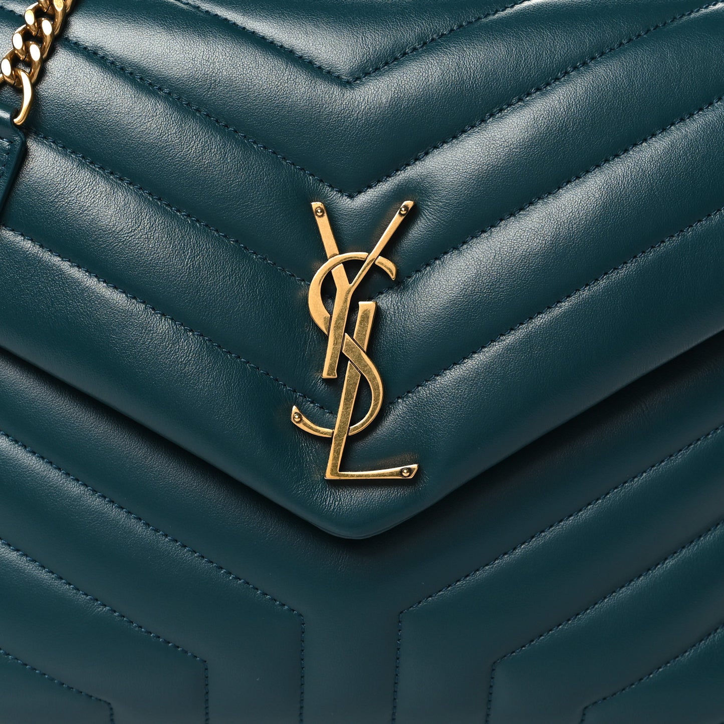 Calfskin Y Quilted Monogram Medium Loulou Chain Satchel Sea Turquoise