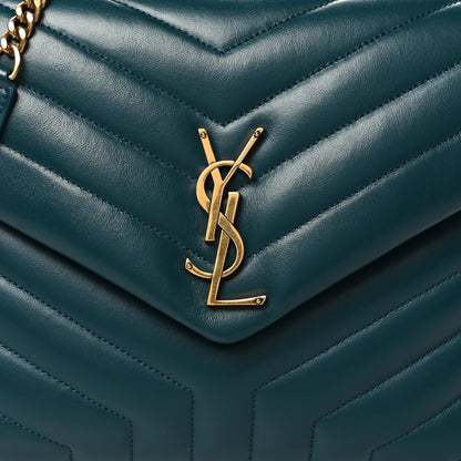 Saint Laurent Calfskin Y Quilted Monogram Medium Loulou Chain Satchel Sea Turquoise 8 of 10