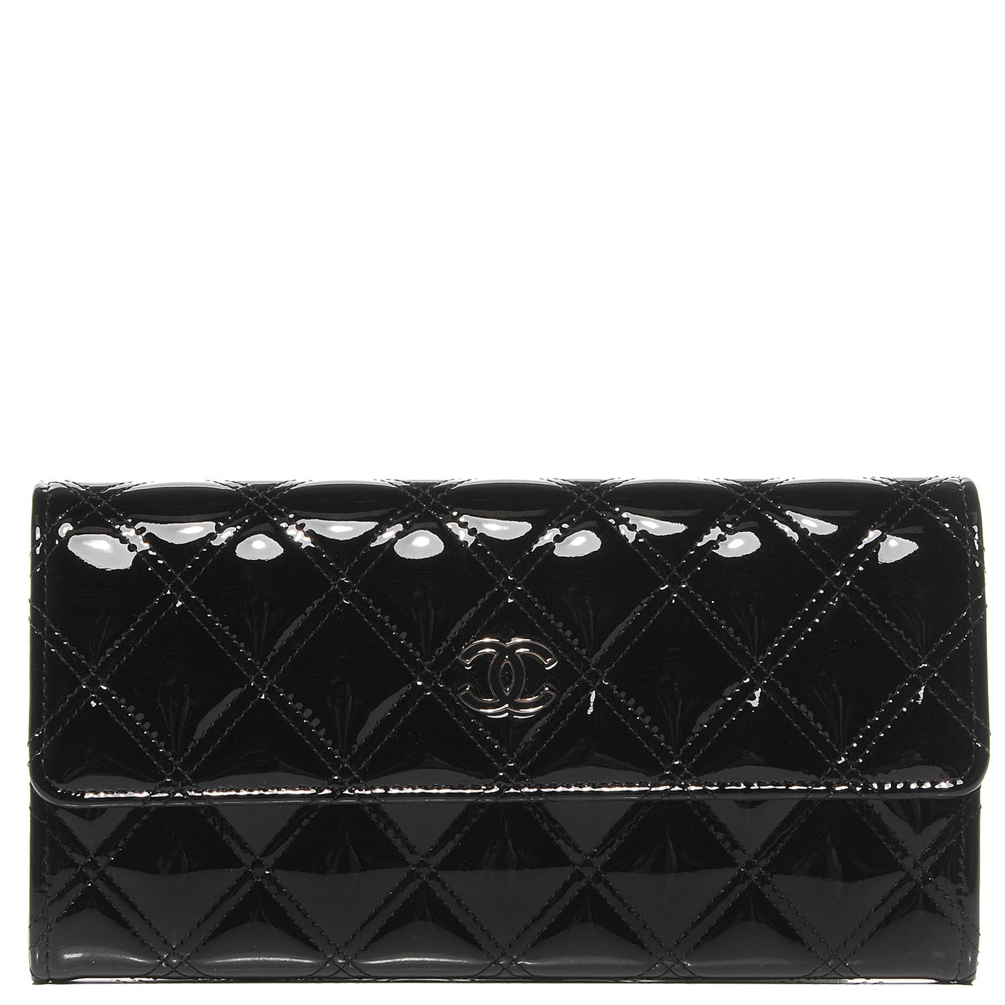 Patent CC Large Gusset Flap Wallet Black