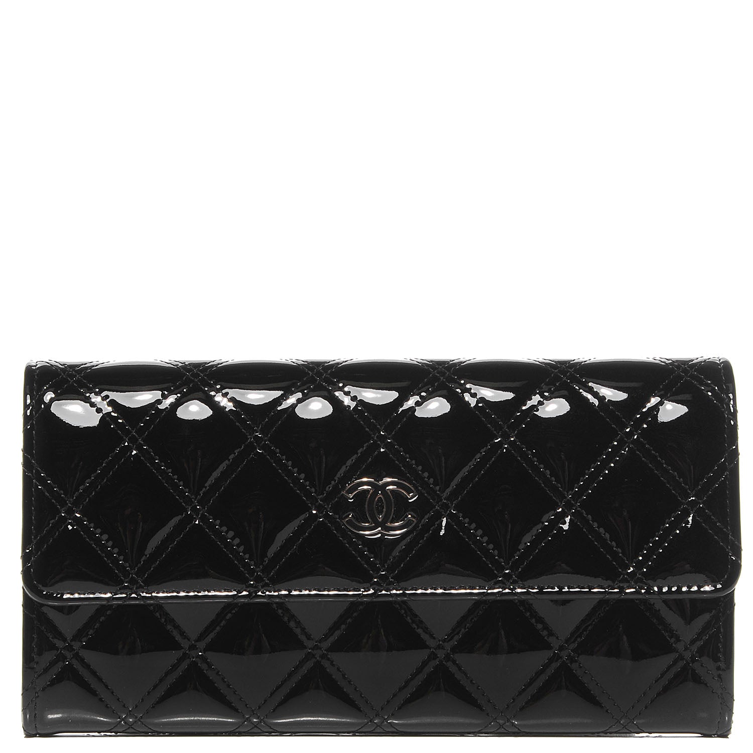 Chanel Patent CC Large Gusset Flap Wallet Black 1 of 10
