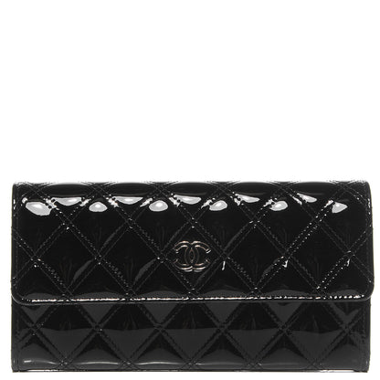 Chanel Patent CC Large Gusset Flap Wallet Black 1 of 10