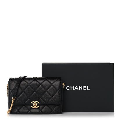 Chanel Shiny Caviar Quilted Small Chain Melody Flap Black 13 of 13