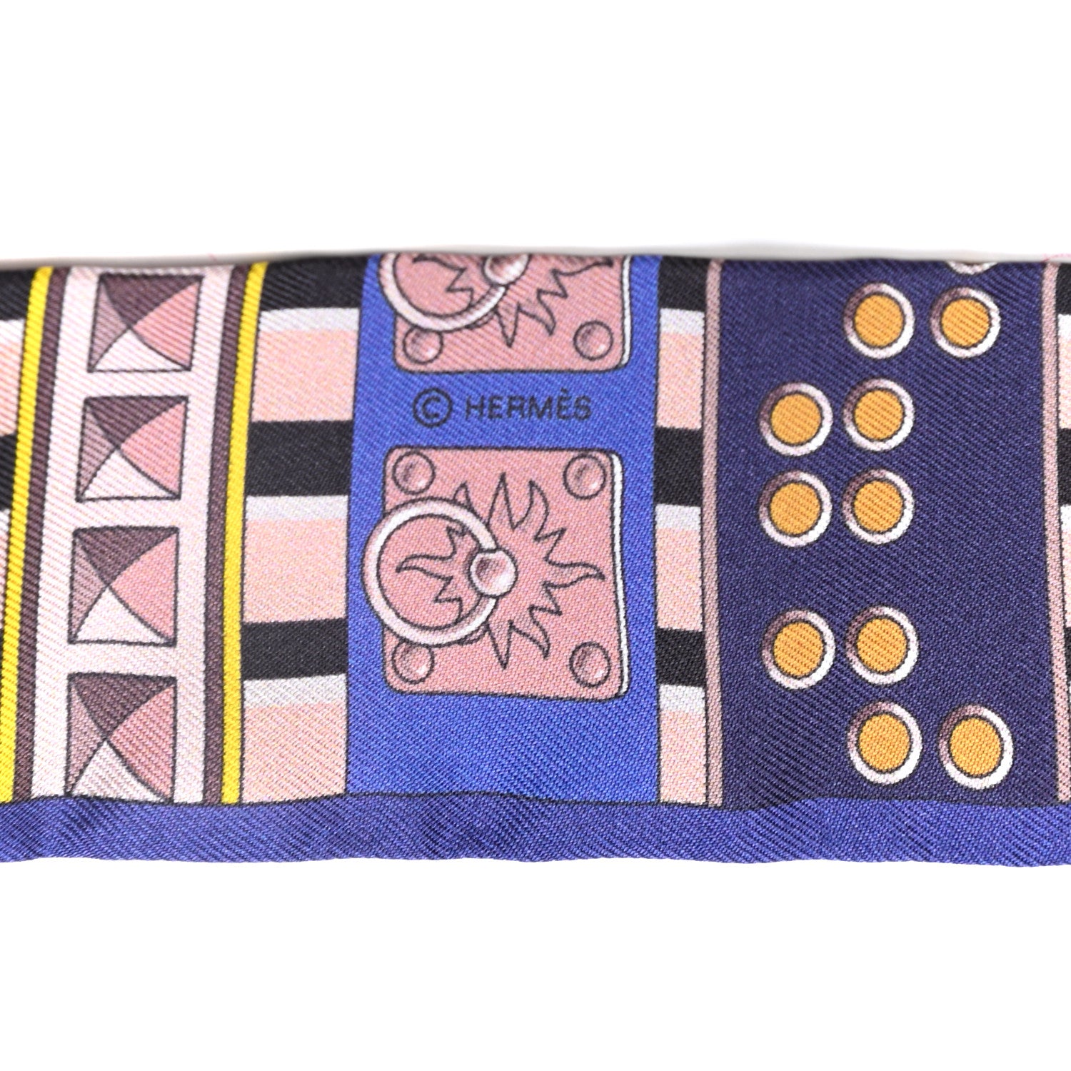 Hermes Silk Colliers de Chiens Twilly Encre Bois De Rose Bleu 3 of 4