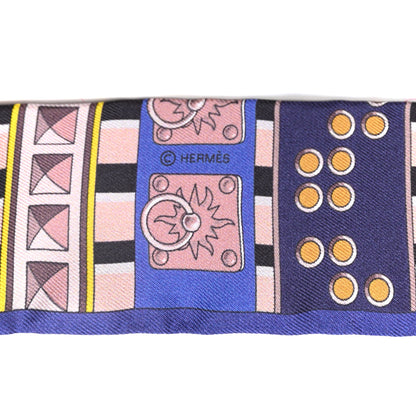Hermes Silk Colliers de Chiens Twilly Encre Bois De Rose Bleu 3 of 4