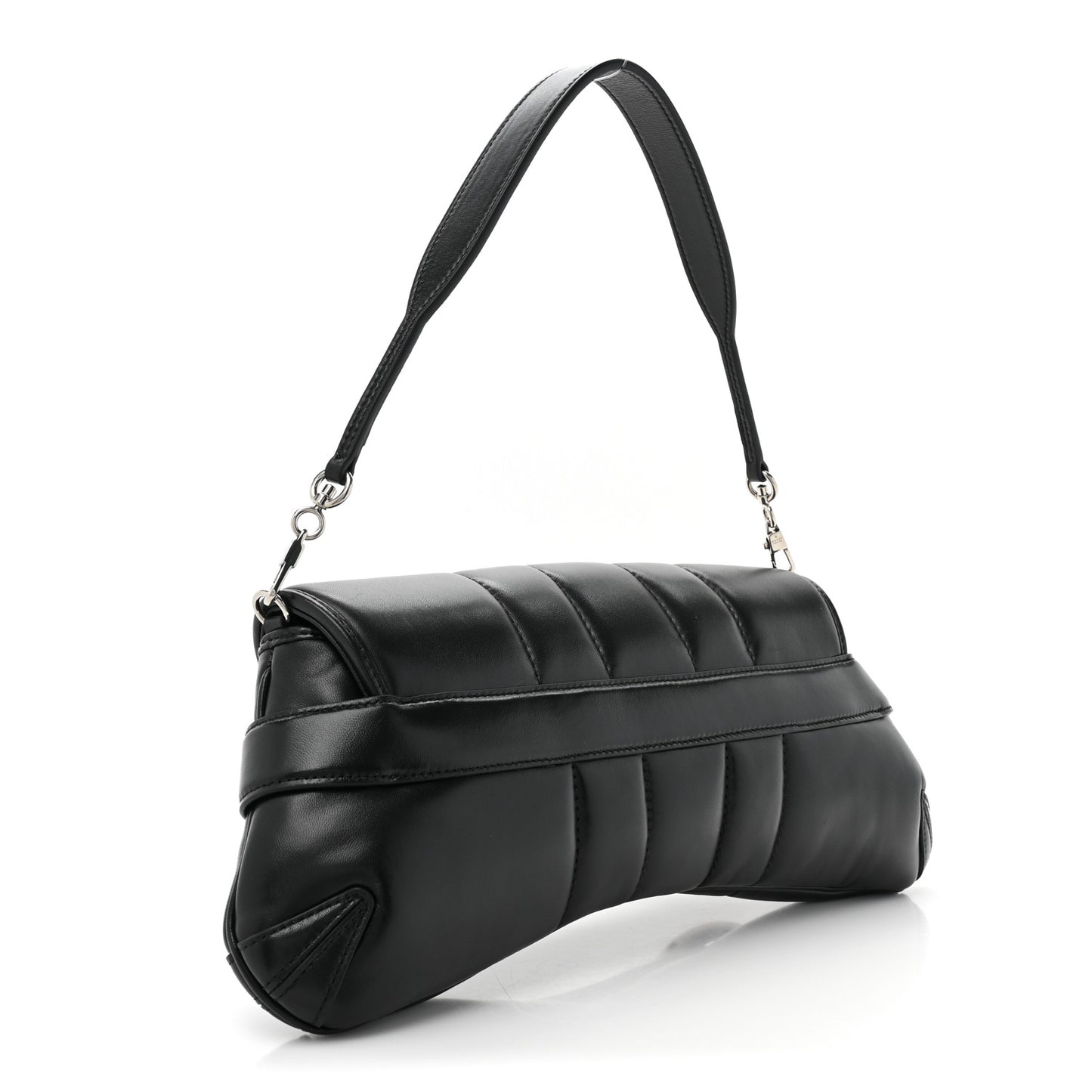 Nappa Vertical Matelasse Medium Maxi Horsebit Chain Shoulder Bag Black