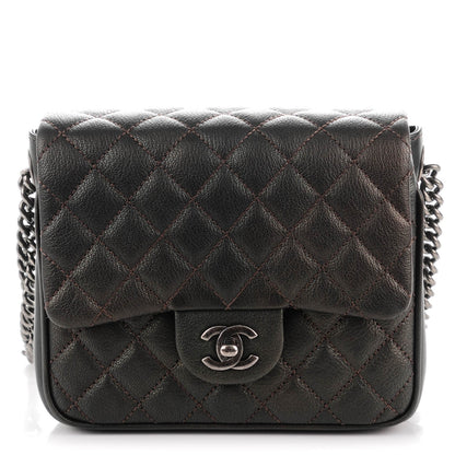 Chanel Metallic Goatskin Quilted Small Rock In Rome Flap Charcoal 1 of 8