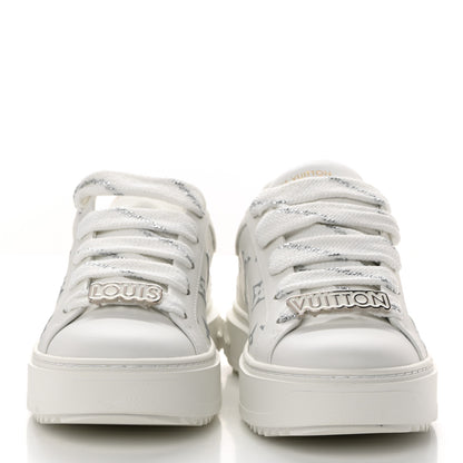 Louis Vuitton Calfskin Monogram Debossed Time Out Sneakers 35 White Silver 2 of 9