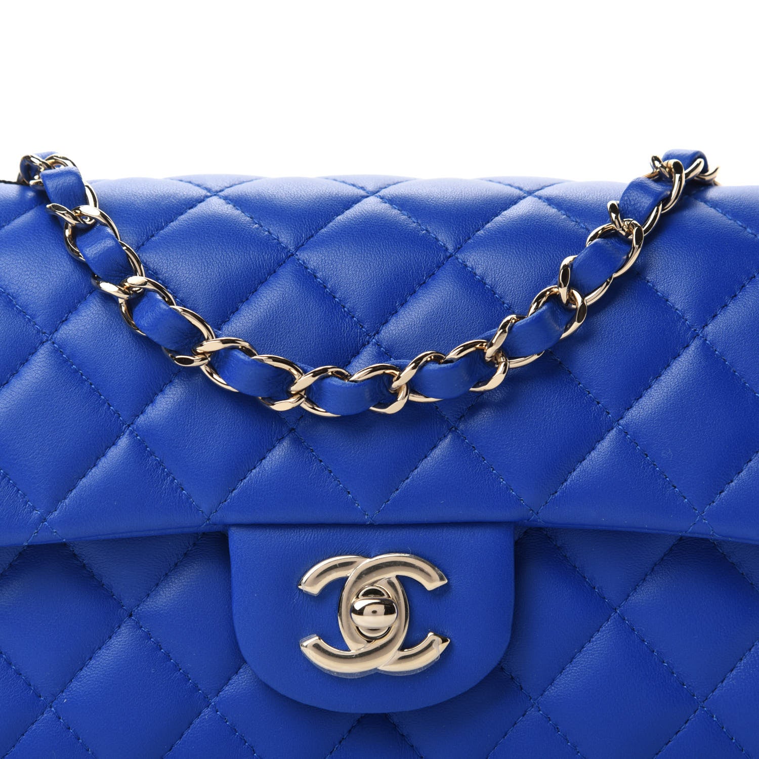 Chanel Lambskin Quilted Mini Rectangular Flap Royal Blue 10 of 11