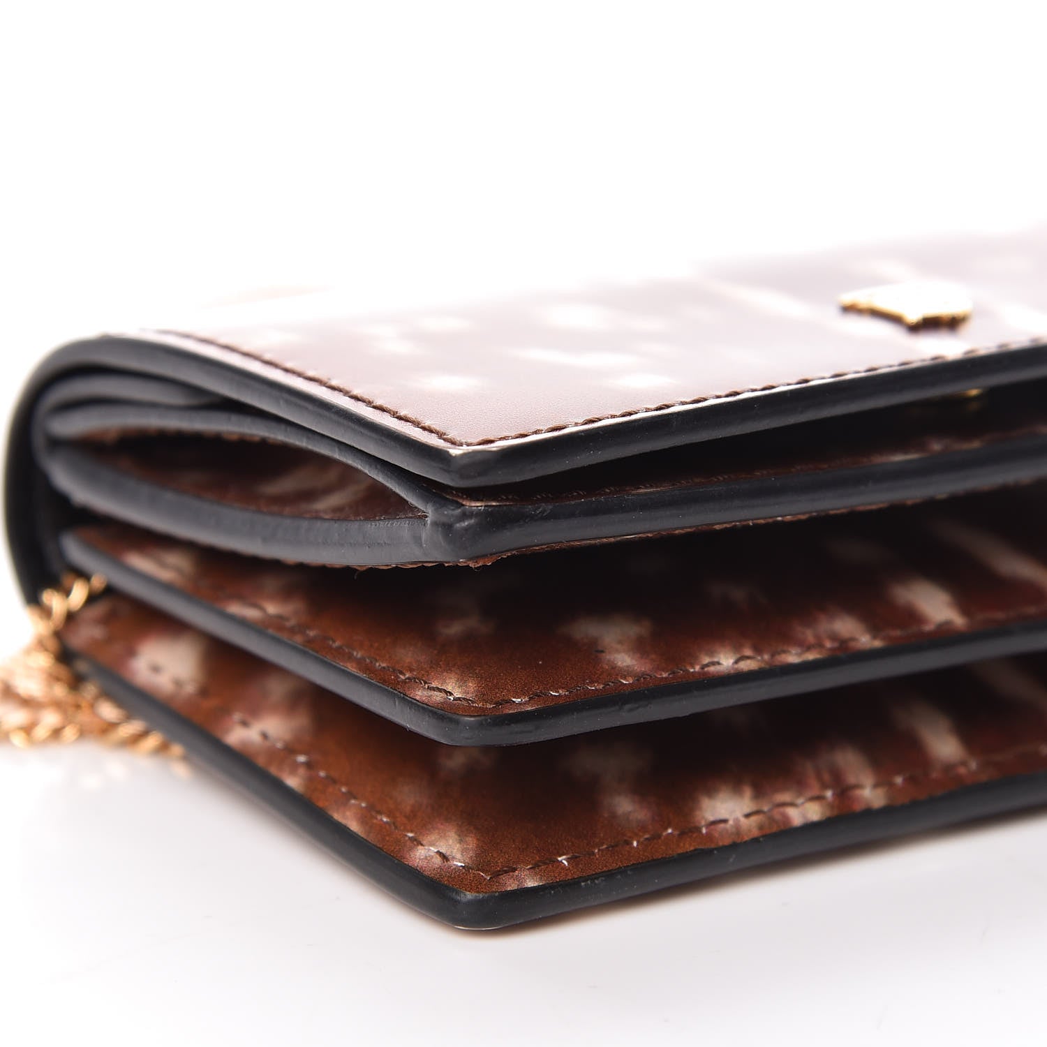 Burberry Calfskin Deer Printed Jessie Chain Card Case Malt Brown 10 of 12