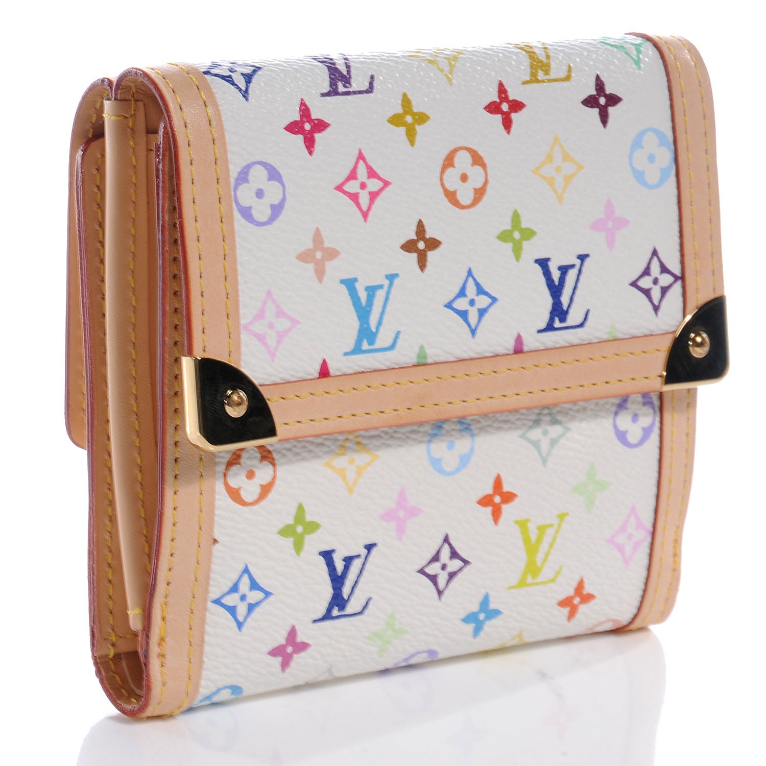 Louis Vuitton Monogram Multicolor Porte-Monnaie Billets Wallet White 3 of 8