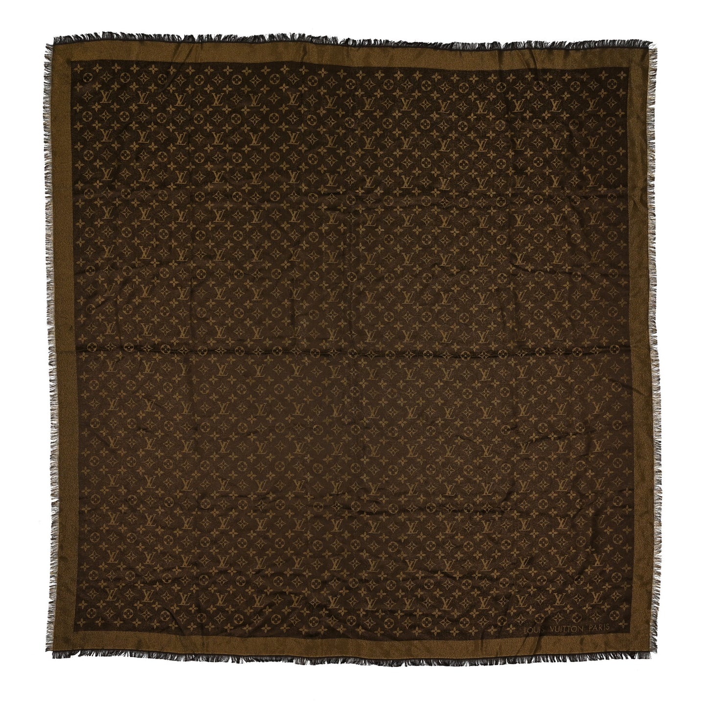 Silk Lurex Wool Monogram Shine Shawl Brown