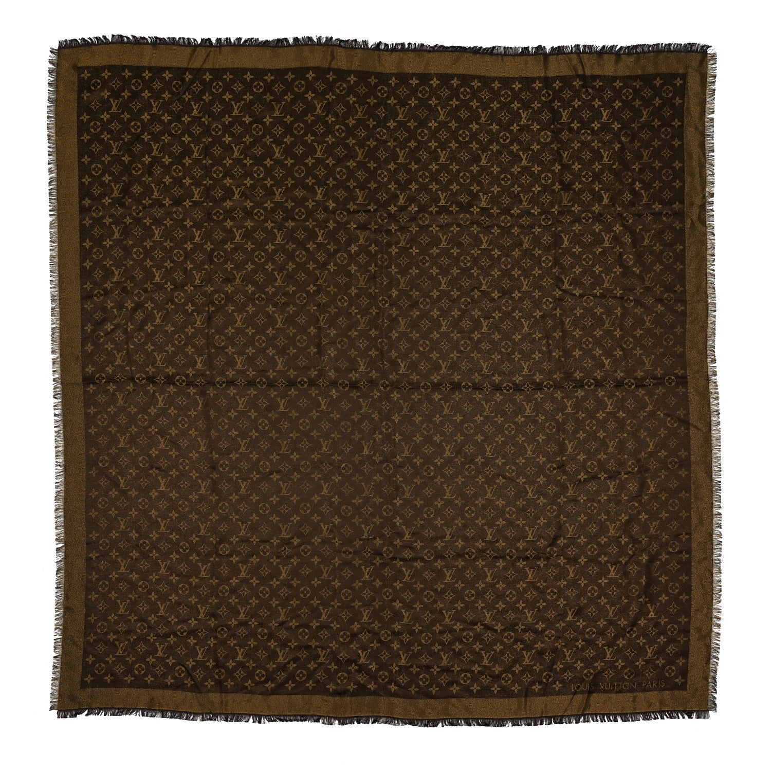 Louis Vuitton Silk Lurex Wool Monogram Shine Shawl Brown 1 of 4