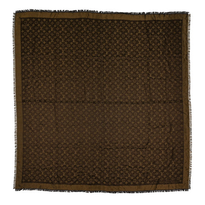 Louis Vuitton Silk Lurex Wool Monogram Shine Shawl Brown 1 of 4