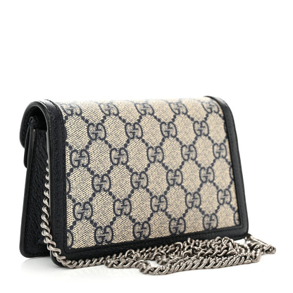 Gucci GG Supreme Monogram Textured Dollar Calfskin Super Mini Dionysus Shoulder Bag Beige Blue 3 of 11
