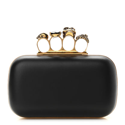 Alexander McQueen Nappa Skull Knuckle Duster Box Clutch Black 1 of 12