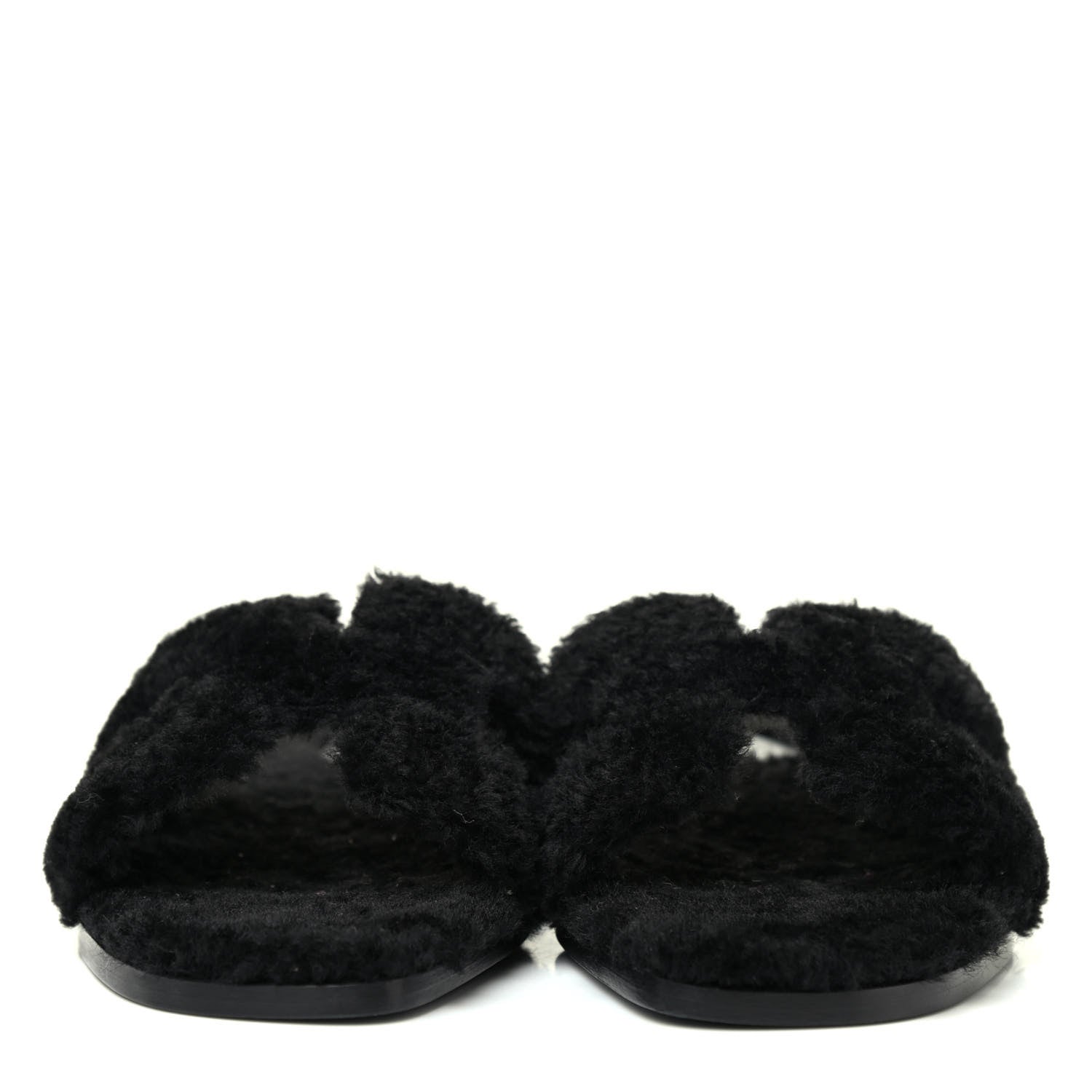 Hermes Woolskin Oran Sandals 38 Black 2 of 4