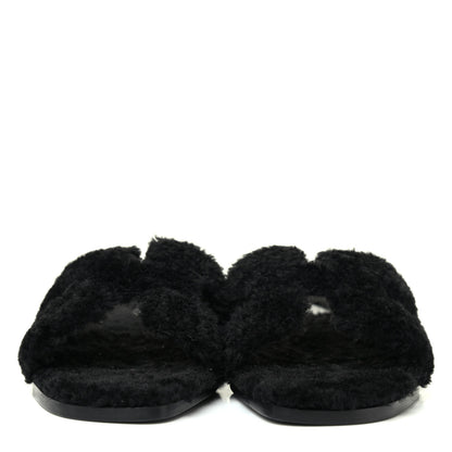 Hermes Woolskin Oran Sandals 38 Black 2 of 4