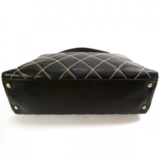 Chanel Leather Diamond Stitch Surpique Bag Black 4 of 12