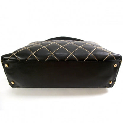 Chanel Leather Diamond Stitch Surpique Bag Black 4 of 12