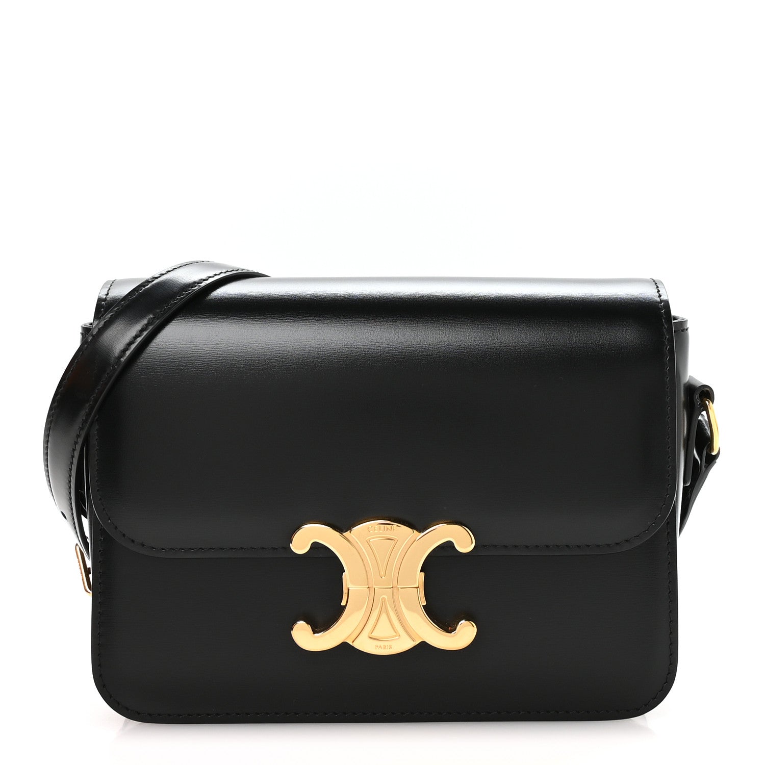 Celine Shiny Calfskin Teen Triomphe Black 1 of 12