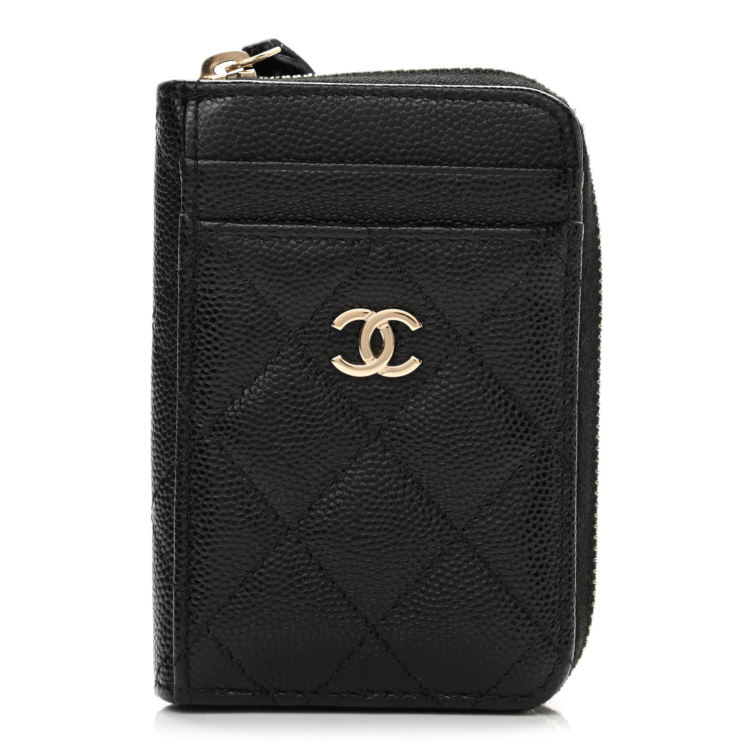 Chanel Caviar Quilted Zip Card Holder Black 1 of 8