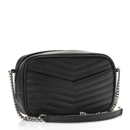 Saint Laurent Grain De Poudre Matelasse Monogram Mini Lou Camera Bag Black 3 of 8