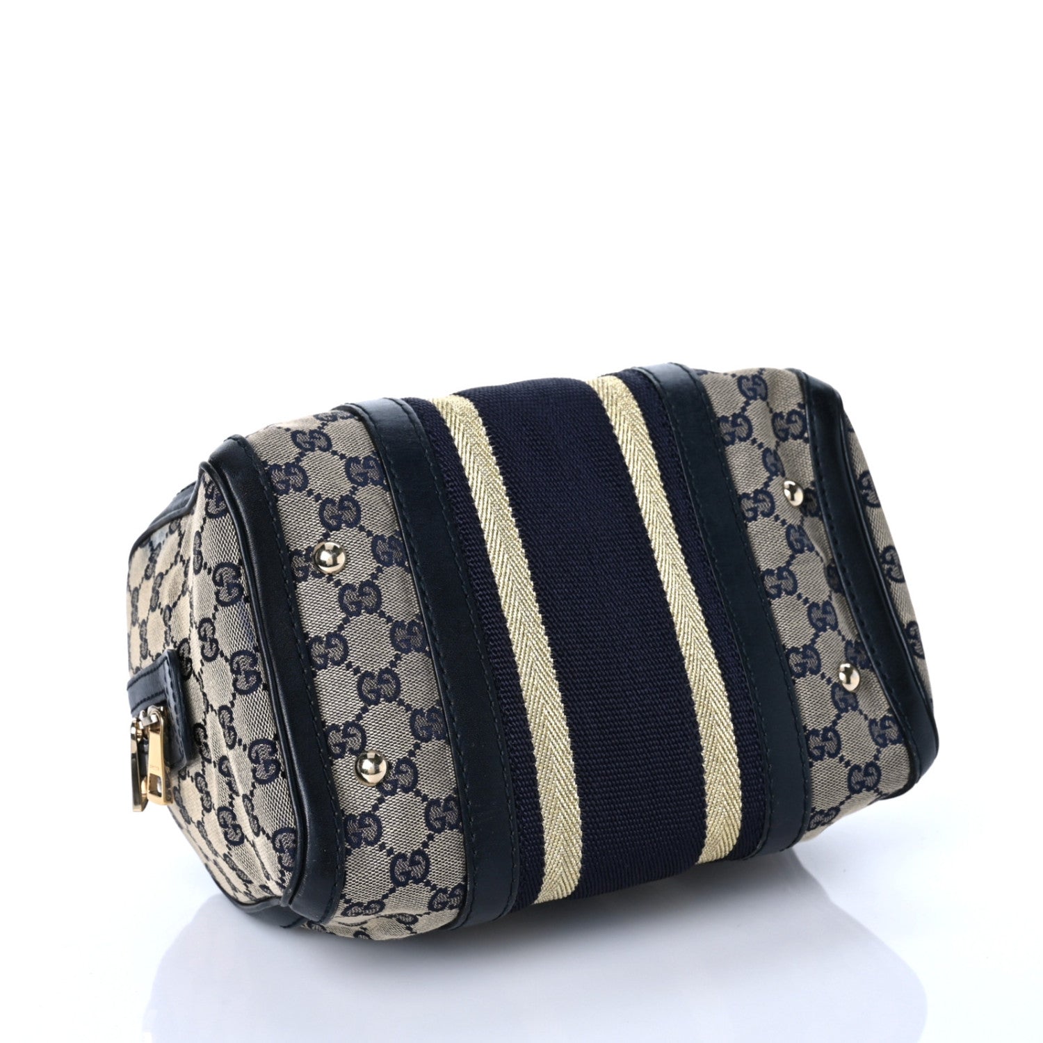 Gucci Monogram Vintage Web Small Boston Navy 4 of 10