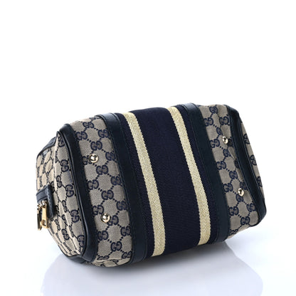 Gucci Monogram Vintage Web Small Boston Navy 4 of 10