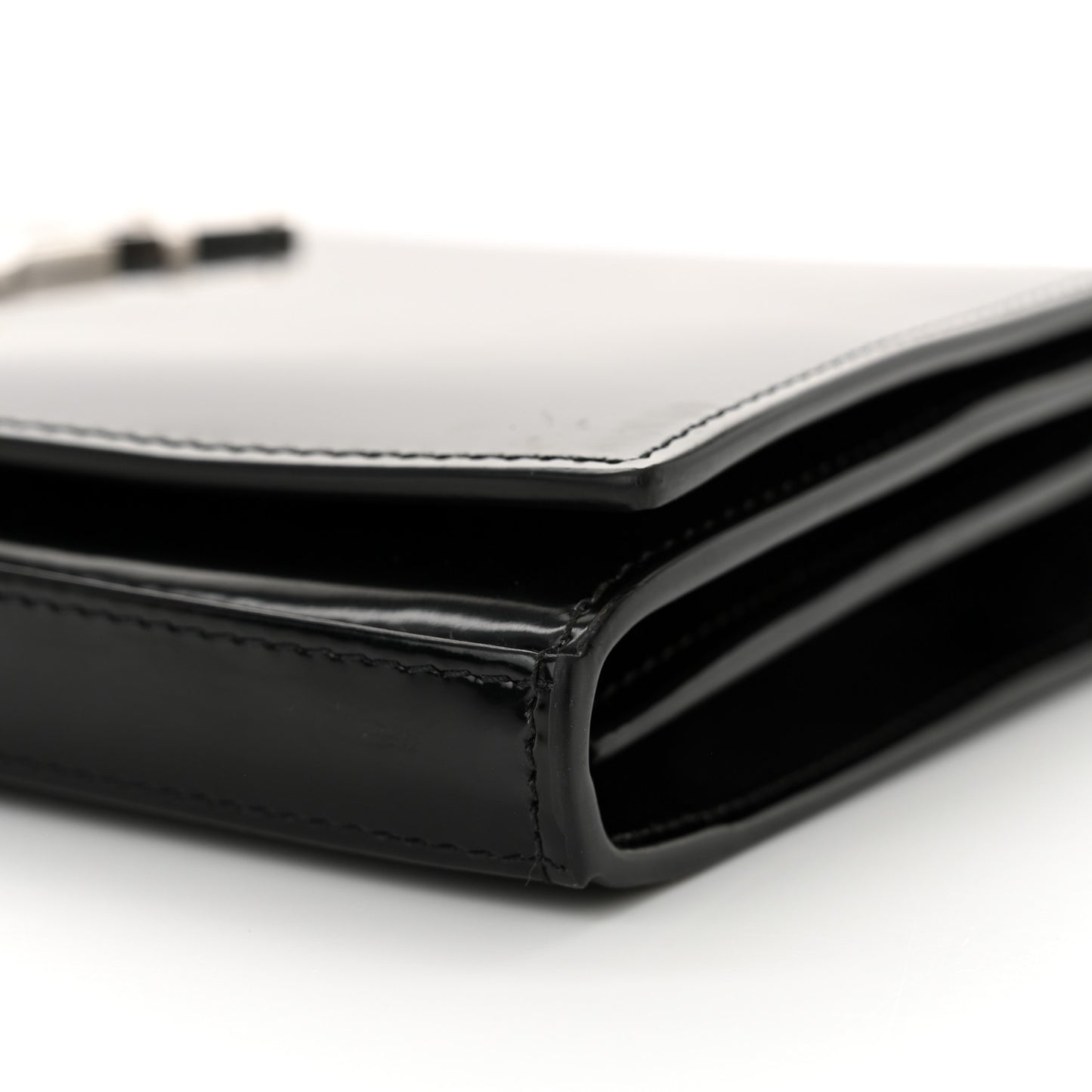 Glazed Calfskin Cassandre Wallet On Chain WOC Black