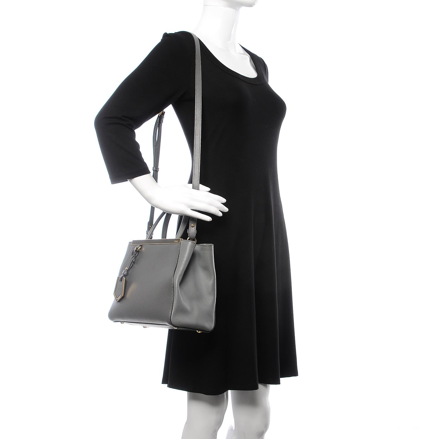Fendi Vitello Elite Petite 2Jours Tote Grigio Grigio Chiaro 2 of 8