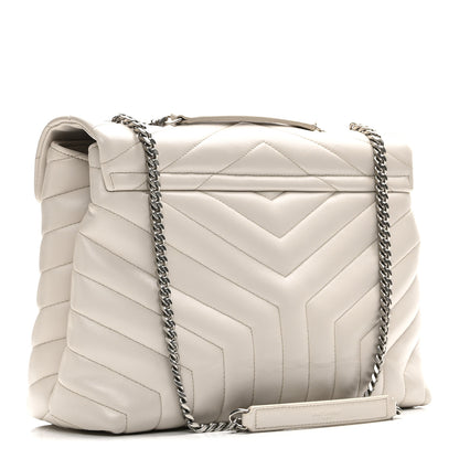 Saint Laurent Calfskin Y Quilted Monogram Medium Loulou Chain Satchel Crema Soft 3 of 11