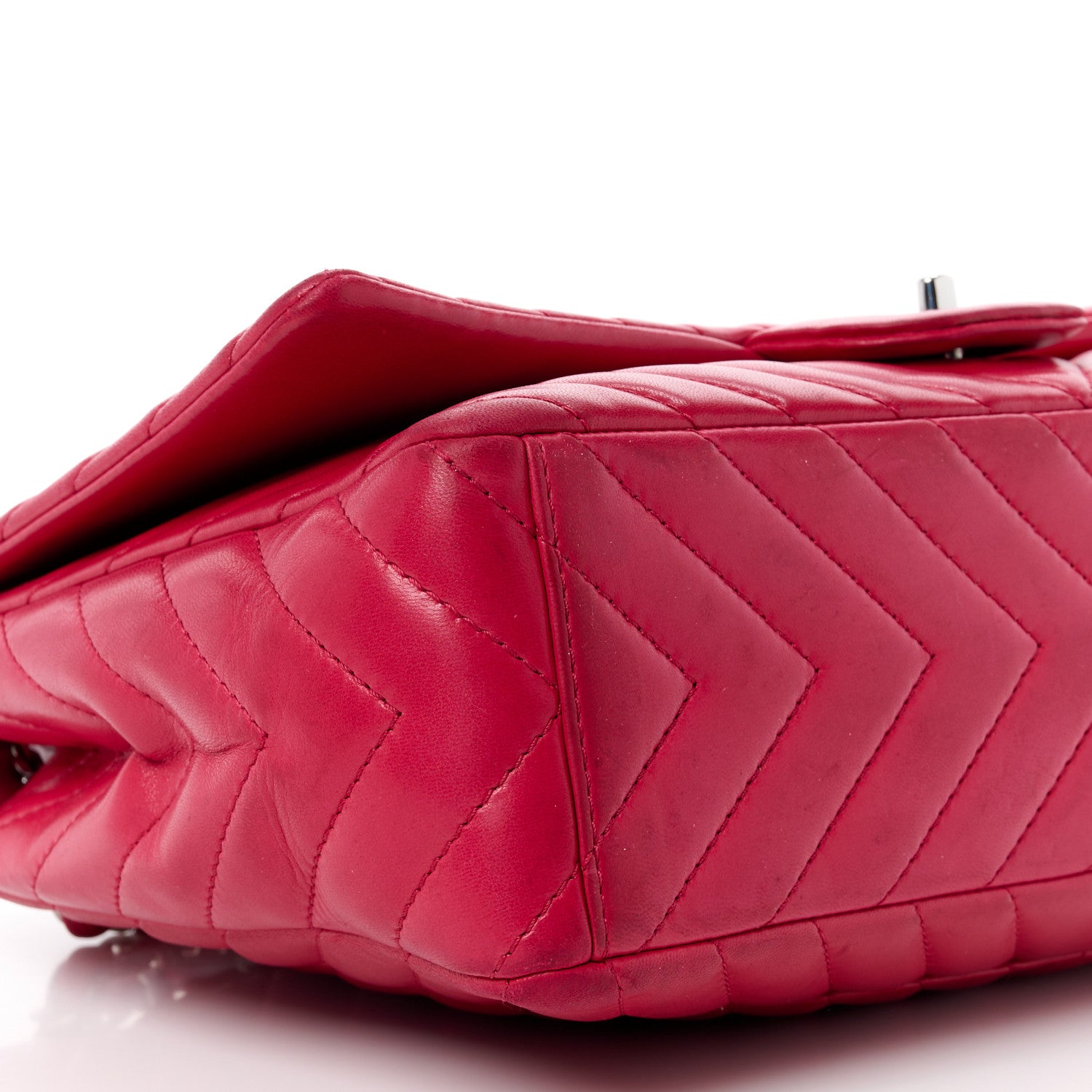 Chanel Lambskin Chevron Quilted Maxi Single Flap Red 10 of 17