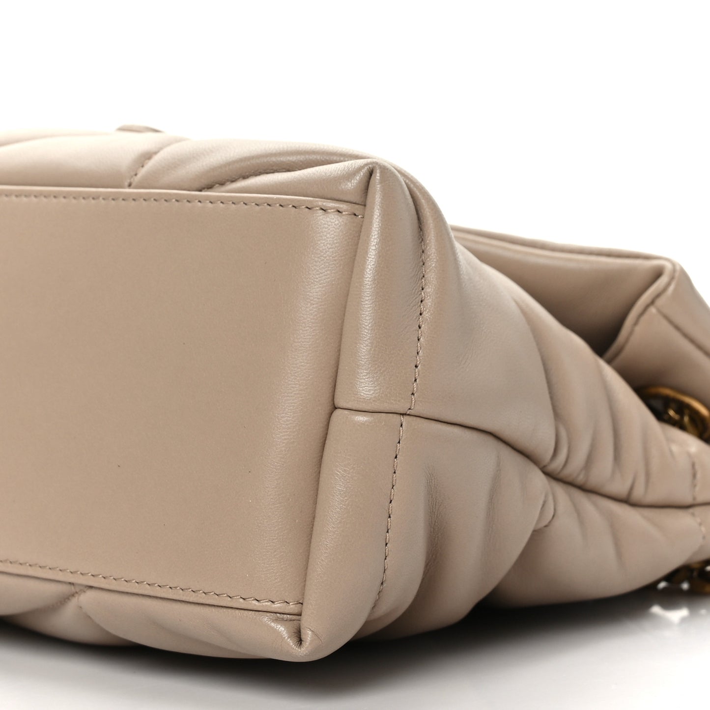 Lambskin Quilted Small Loulou Puffer Monogram Chain Satchel Dark Beige