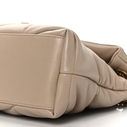 Saint Laurent Lambskin Quilted Small Loulou Puffer Monogram Chain Satchel Dark Beige 9 of 9