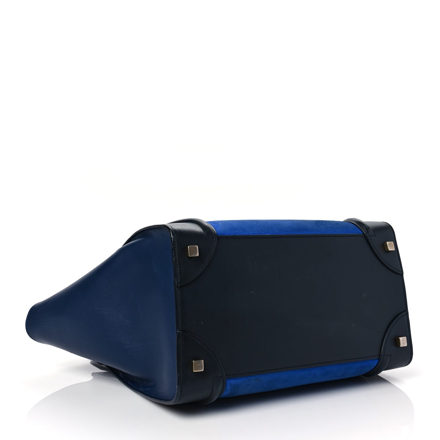 Nubuck Smooth Calfskin Mini Tri-Color Luggage Bright Blue